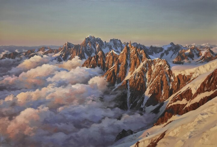 Alps, Aiguille du Midi 绘画, 31.5x47.2 in
