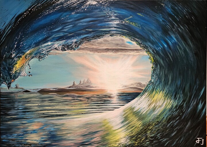Painting titled "Harmony of Wave and…" by Filipe Jardim, Original Artwork, Acrylic