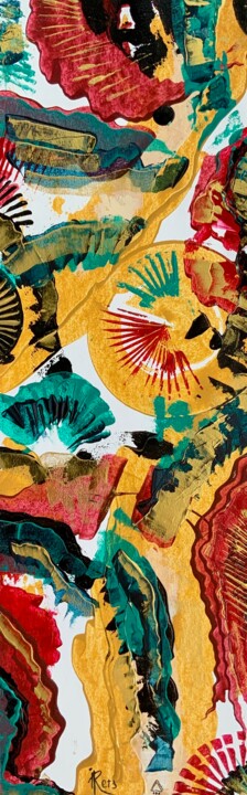 Dance with a Fan 3 in triptych 绘画, 22.1x7.1 in