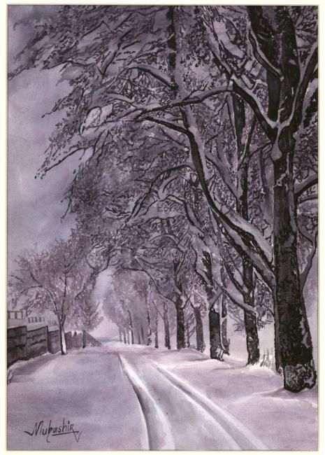Painting titled "snowy murree" by Mubashir Iqbal, Original Artwork