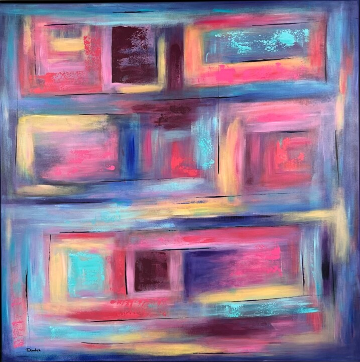 Malerei mit dem Titel "SCHIEFE FENSTER" von Susanne Dowden, Original-Kunstwerk, Acryl Auf Keilrahmen aus Holz montiert