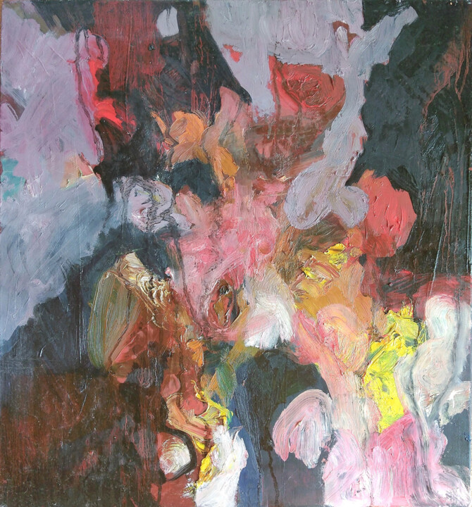 Cascata de Flores Roxas 绘画, 20.5x19.7 in