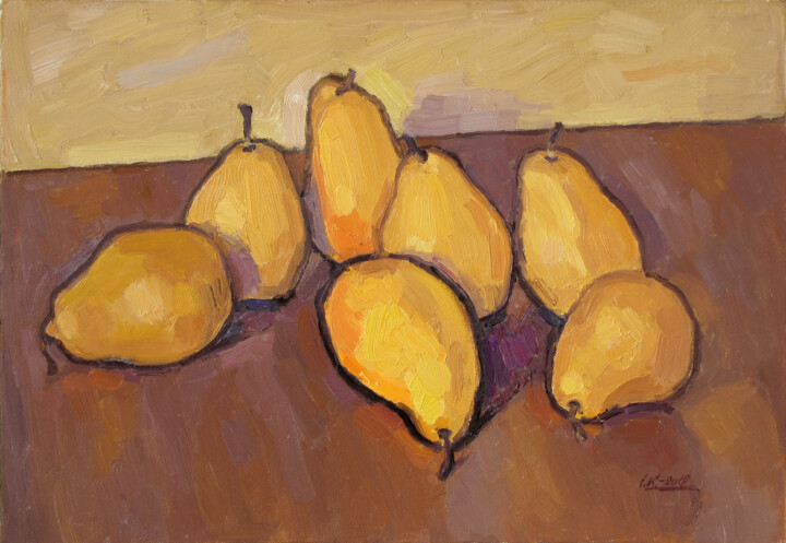 Schilderij getiteld "Pears-3" door Ivan Kolisnyk, Origineel Kunstwerk, Olie