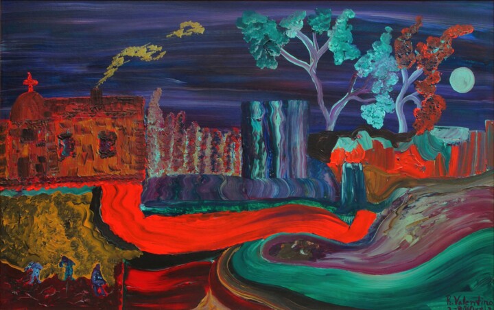 "On a Cold Winter's Night". 绘画, 18.7x29.5 in