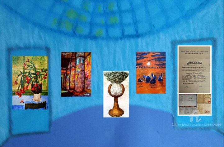 "5"Retrospective Expo 50 ans dans art 1997-2007 Pittura, 7,9x11,8 in