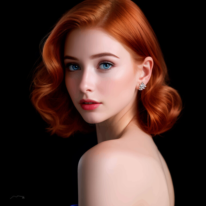Redhead Woman Portrait Vector Series N1 数字艺术