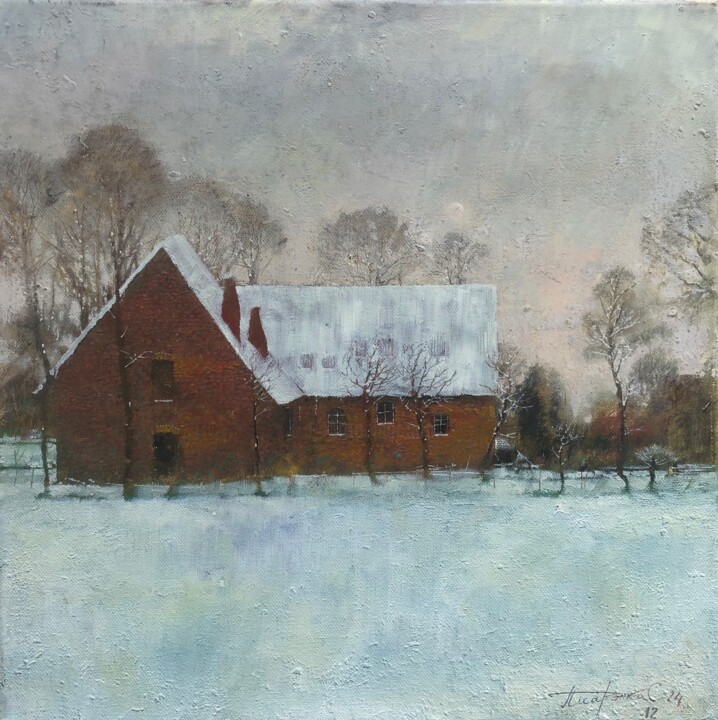 Brick house 绘画, 15.8x15.8 in