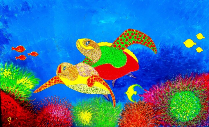 Turtles in love Malarstwo, 47,2x70,9 in