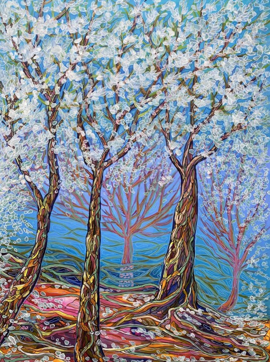 Pintura titulada "Spring Wind" por Olga Rokhmanyuk (ROArtUS), Obra de arte original, Acrílico Montado en Bastidor de camilla…