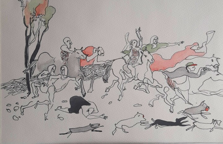 Hunting 绘画, 8.3x11.4 in
