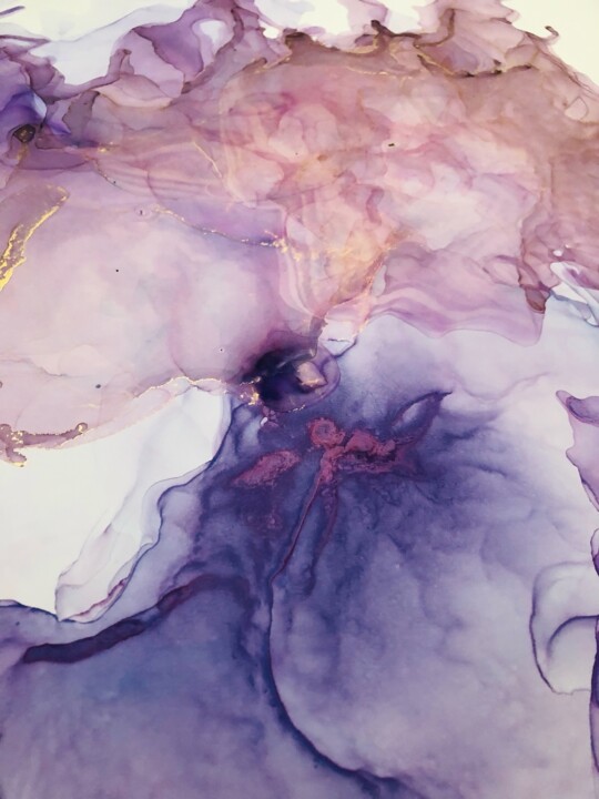 Abstract Violet Ink Dreams 绘画, 25.6x17.7 in