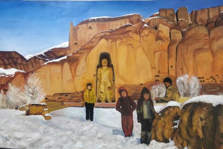 Les Enfants de Bamiyan Gardiens de l’Histoire huile sur toil 绘画, 31.5x47.2 in
