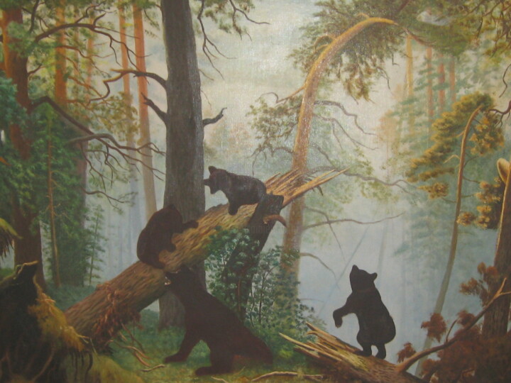 bears in the forest 绘画, 23.6x33.1 in