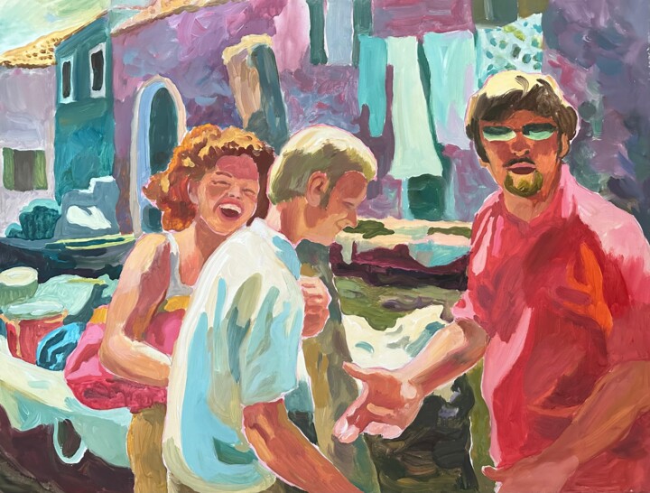 Painting titled "Sunny day on Burano…" by Marina Lukianova, Original Artwork, Acrylic