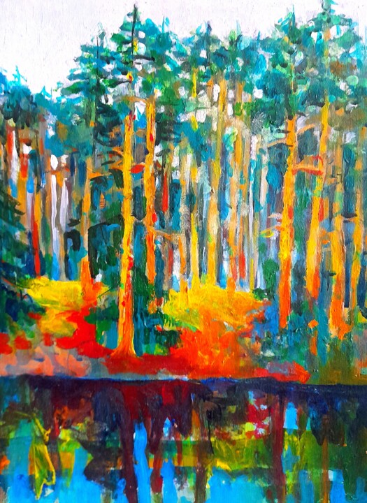 Spring pine forest Malarstwo, 15,8x11,8 in