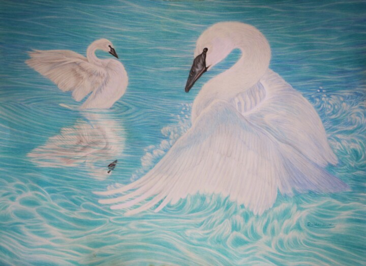 Trumpeter Swan Elegance 图画, 18x24 in