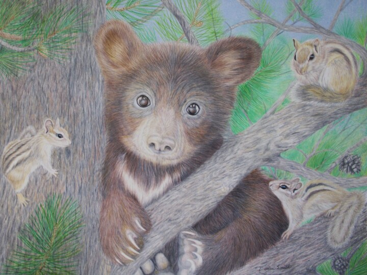 Bear Cub Surprise 图画, 14x17 in
