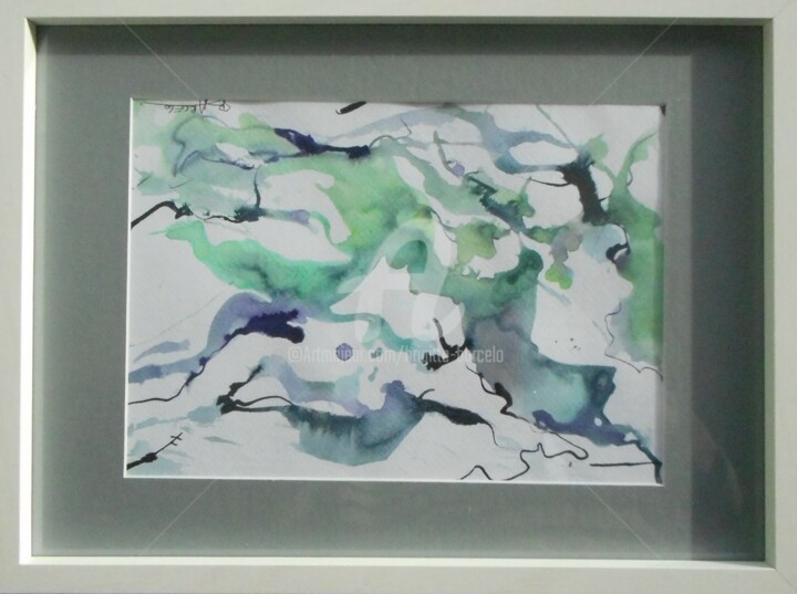 Painting titled "fusion" by Brigitte Barcelo, Original Artwork, Ink