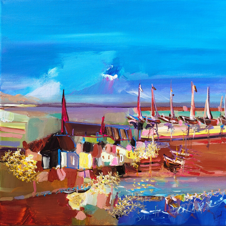 Laissons surgir un ciel de cristal bleu qui nous parle ... 绘画, 15.8x15.8 in