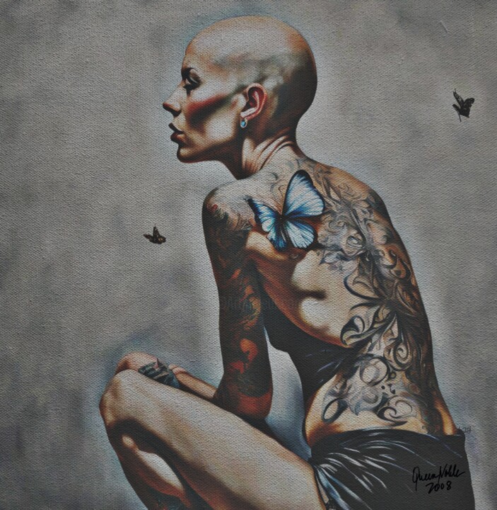 She Refused To Die - Portrait Of A Woman With Cancer 绘画, 36x36 in