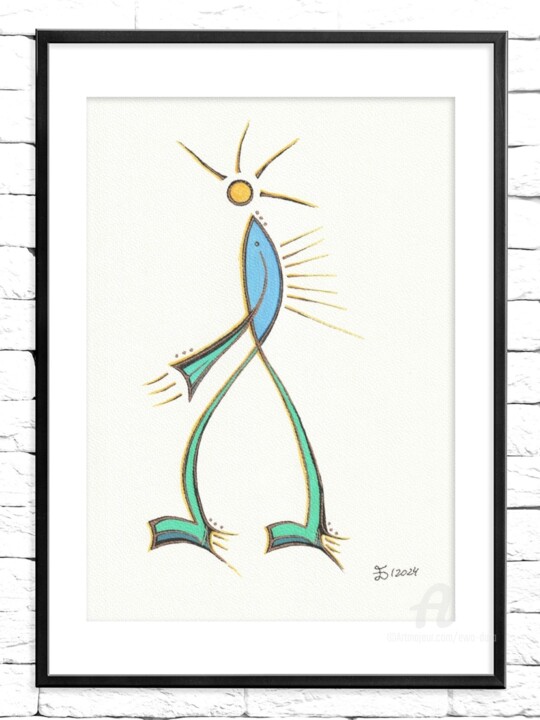Walking Sun 图画, 11.7x8.3 in