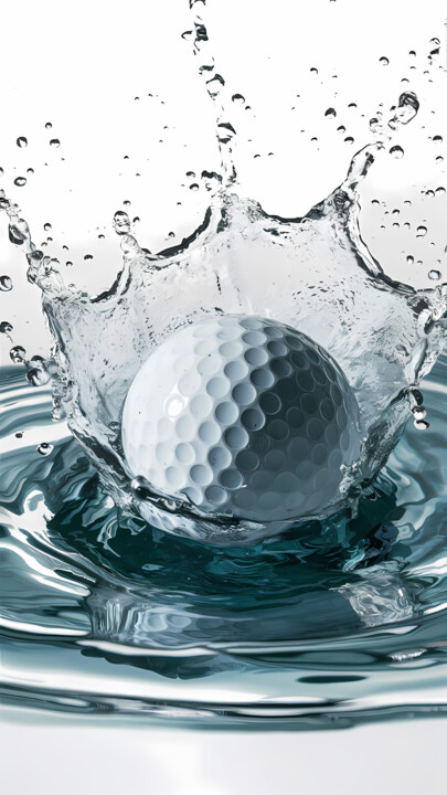 Stunning collision of golf ball and water 数字艺术