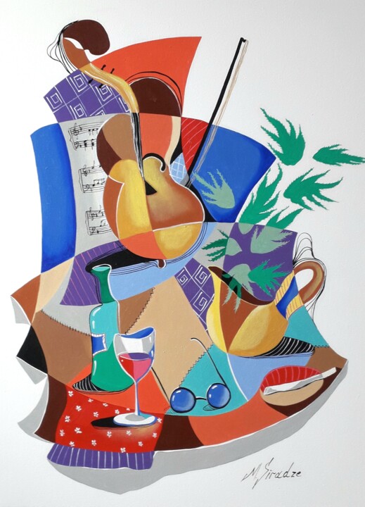Still life with violin 绘画, 31.5x23.6 in