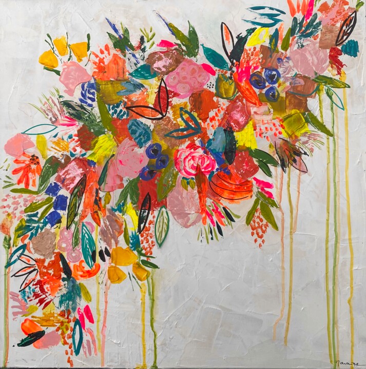 Cascade de fleurs Painting, 23.6x23.6 in