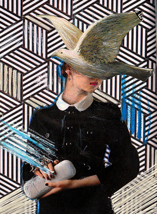 « Dove me », hommage à Magritte Collages, 11.8x7.9 in