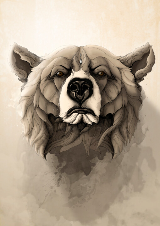 Grizzly Bear 绘画, 27.6x19.7 in