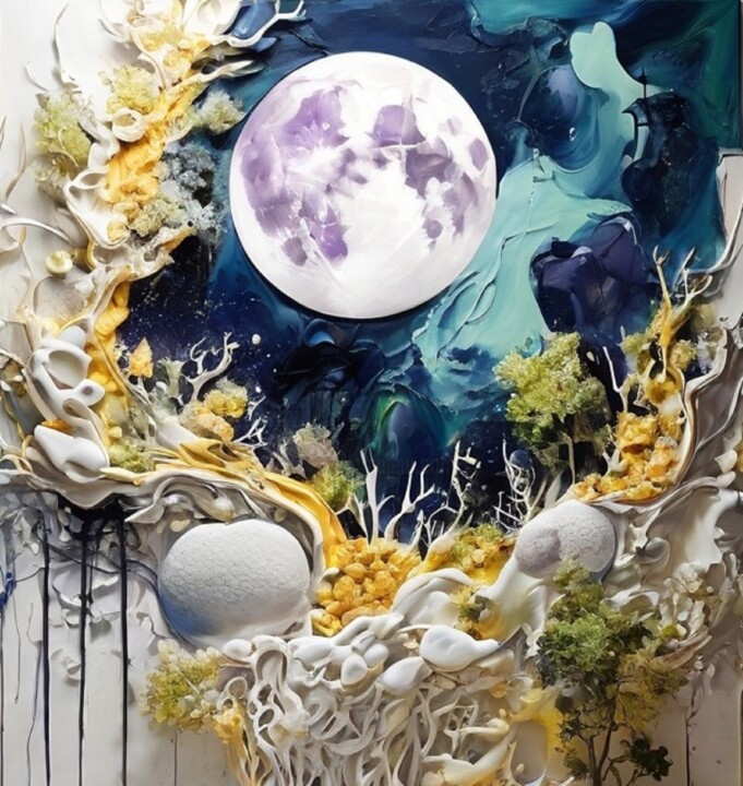 A View of the Moon from the Ocean Floor 绘画, 19.7x19.7 in