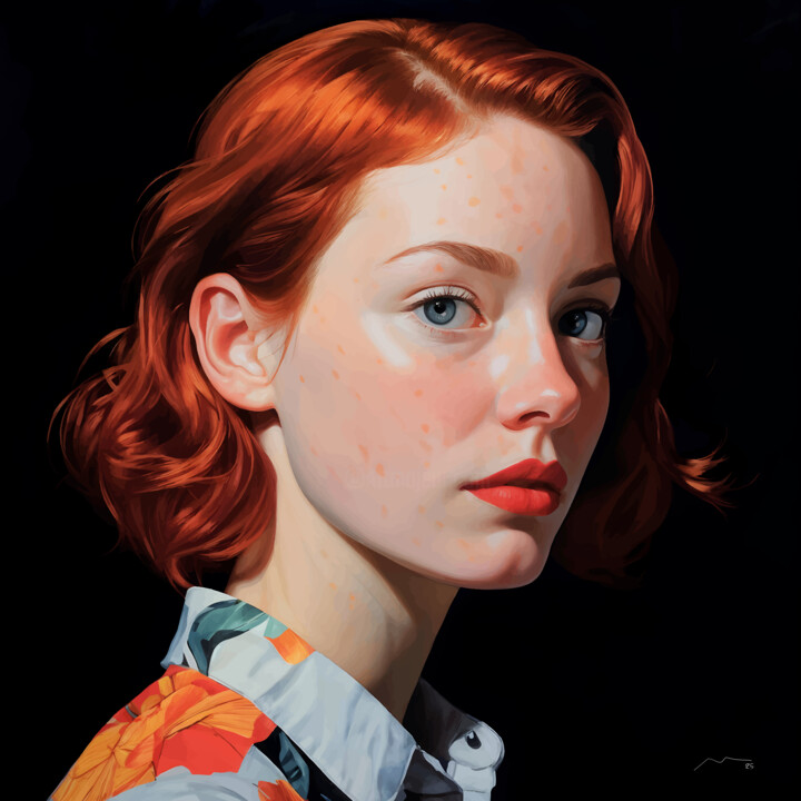 Redhead Woman Portrait Vector Series N13 数字艺术