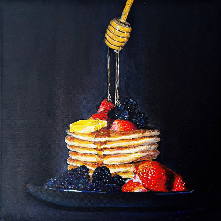 Painting titled "Sweet Mornings" by Irina Kurganskaya, Original Artwork, Acrylic Mounted on Wood Stretcher frame