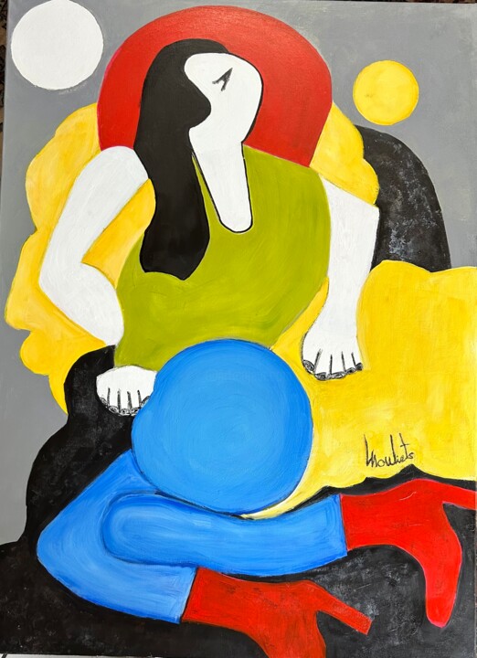 Femme aux talons et chapeaux rouge 绘画, 39.4x28.7 in