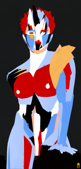 Guerrier Corps Couleur (A1+) 绘画, 39.4x19.7 in
