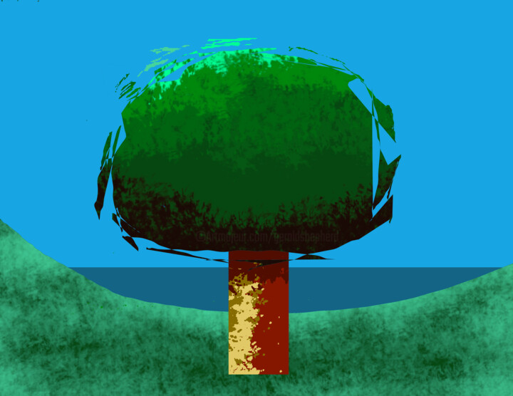 Digital Arts titled "Fragmenting Tree" by Gerald Shepherd F.F.P.S., Original Artwork, Digital Painting