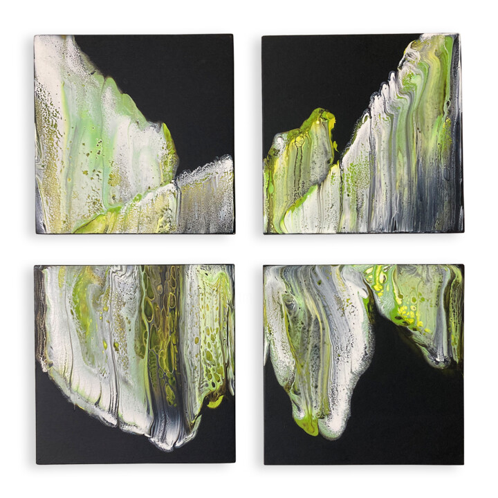 Painting titled "Air Castles, Abstra…" by Uliana Salagina (Uliana Sal), Original Artwork, Acrylic Mounted on Wood Panel