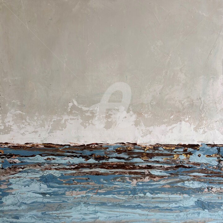 Painting titled "Les pieds dans l'eau" by Brigitte Dravet, Original Artwork, Acrylic Mounted on Wood Stretcher frame