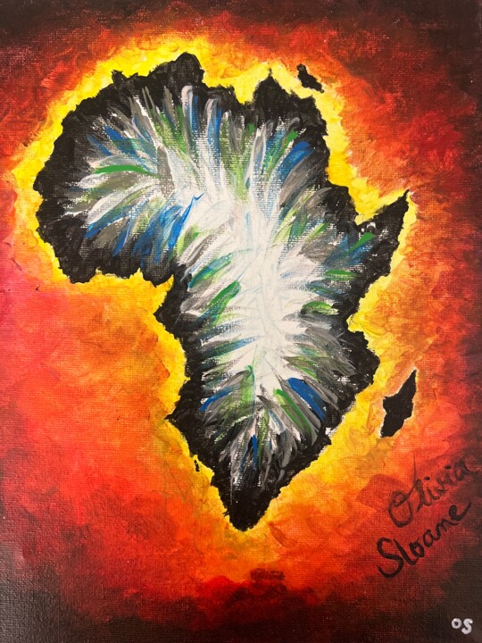Feu d’Afrique 绘画, 13.8x9.8 in