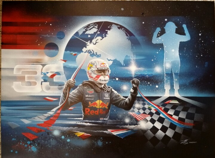 Peinture intitulée "Verstappen Winner 2…" par Thierry Mordant, Œuvre d'art originale, Acrylique Monté sur Châssis en bois