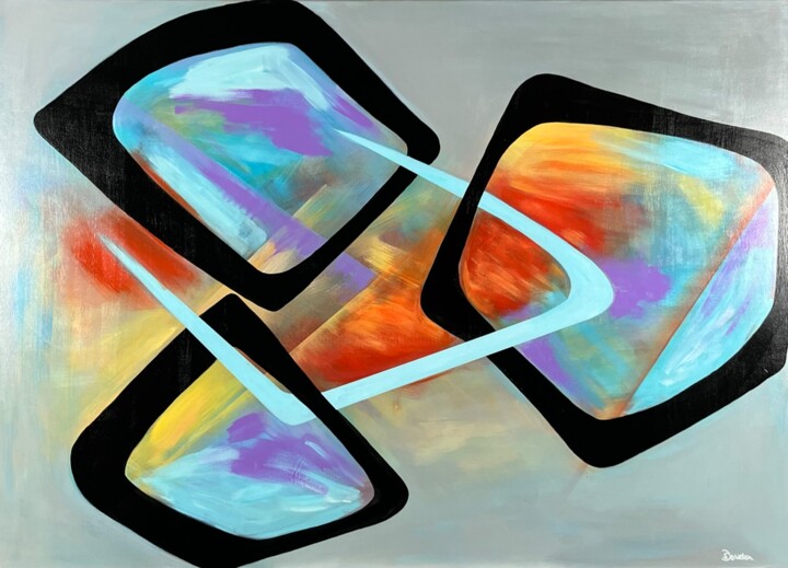 Malerei mit dem Titel "VERKETTETE FENSTER" von Susanne Dowden, Original-Kunstwerk, Acryl Auf Keilrahmen aus Holz montiert