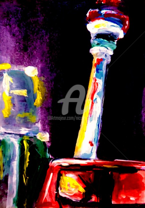 Painting titled "Berlin Alexanderpla…" by Nicole Cecil B, Original Artwork, Watercolor