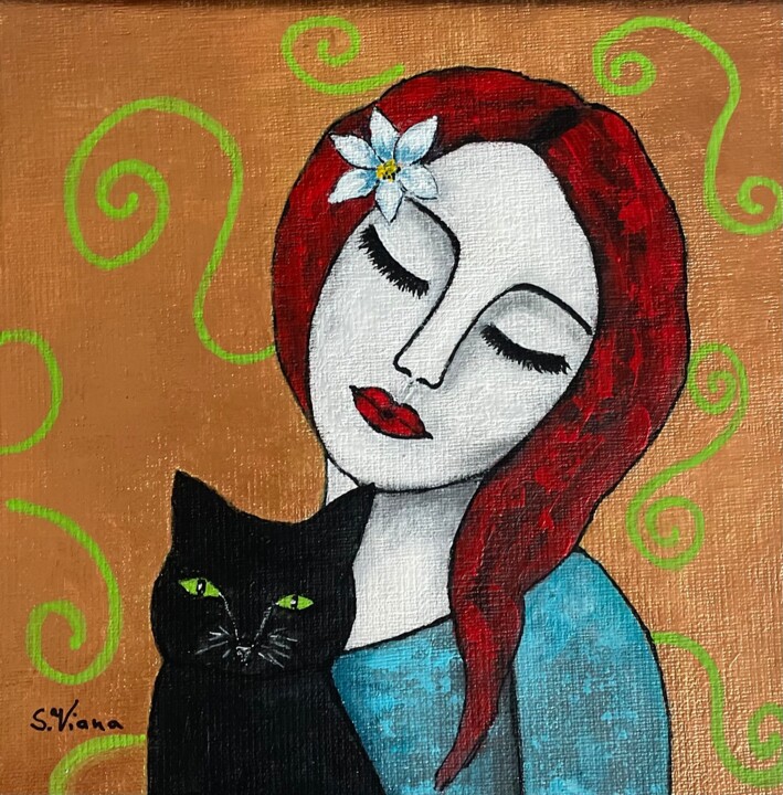 Peinture intitulée "Rose" par Salette Viana, Œuvre d'art originale, Acrylique Monté sur Châssis en bois