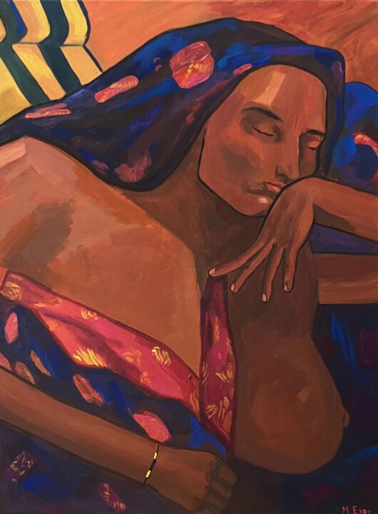 Peinture intitulée "Mother's sleep with…" par Milana Expressions, Œuvre d'art originale, Acrylique Monté sur Châssis en bois