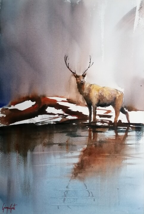 deer 5 绘画, 20.9x13.8 in