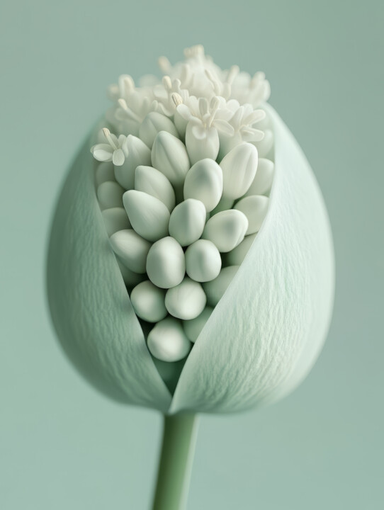 数字艺术 标题为“Green Close Up Flow…” 由Bilge Paksoylu, 原创艺术品, AI生成的图像