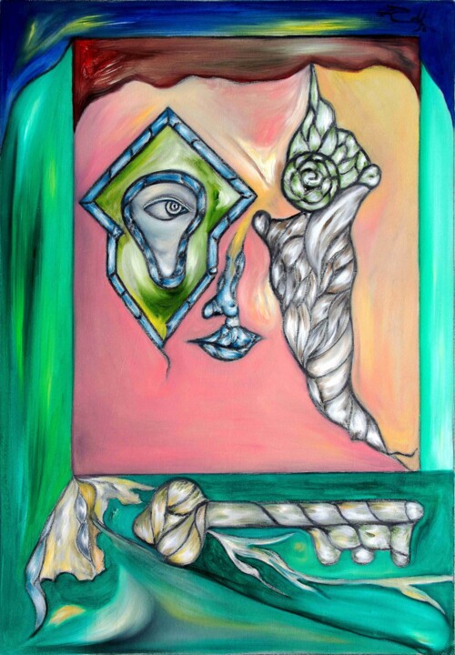 Peinture intitulée "Looking through Key…" par Rodolfo V Ortiz, Œuvre d'art originale, Huile Monté sur Châssis en bois