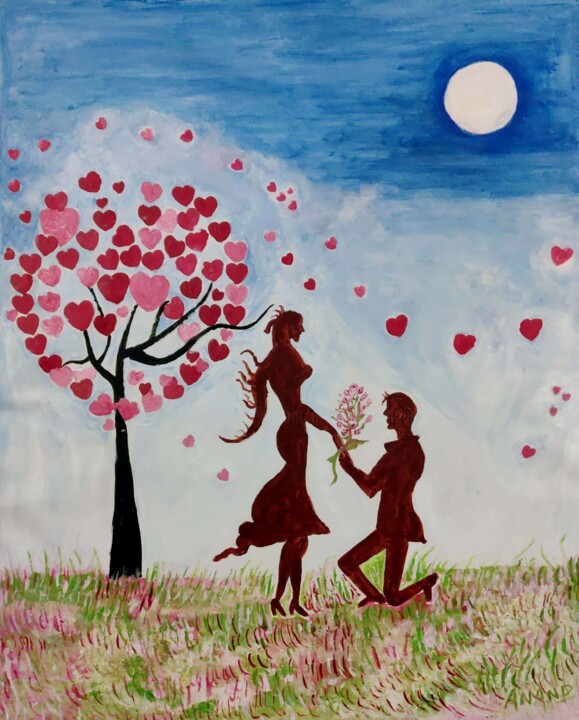 A ROMANTIC SCENE 绘画, 36x30 in