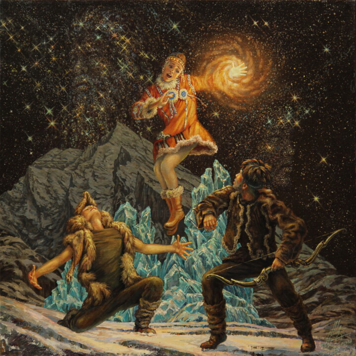 Solntseva's daughter (Nganasan fairy tale) Pittura, 17,7x17,7 in