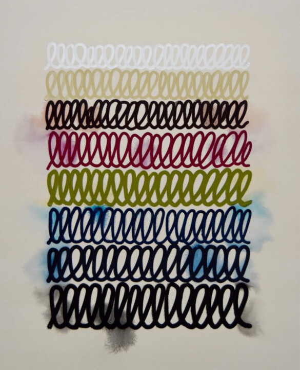 Painting titled "Script #7" by Astrid Stoeppel, Original Artwork, Acrylic Mounted on Wood Stretcher frame